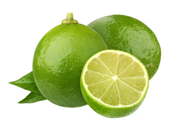 Kalk Isoliert Auf Weißem Hintergrund Mit Clipping Pfad Grüne Zitrusfrüchte — Stockfoto