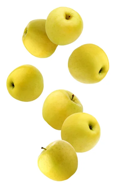 Isolated Falling Yellow Apples Whole Fruits Air Ripe Apples Isolated Royalty Free Stock Photos