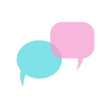 Beyaz bir arkaplanda iki baloncuk ifadesi. Vektör çizimi. sözcük bulutu, iletişim.