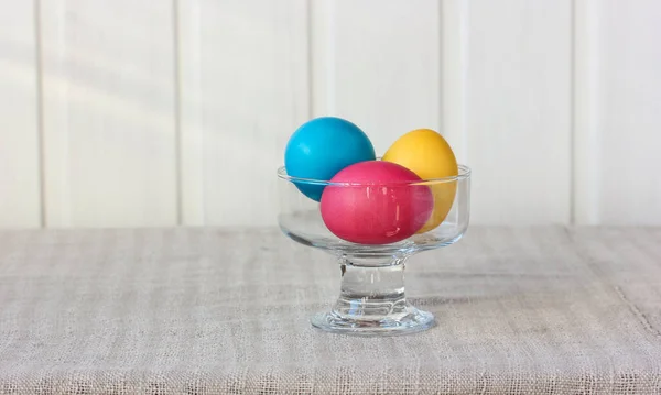 Easter Composition Three Colorful Eggs Christian Tradition — Φωτογραφία Αρχείου