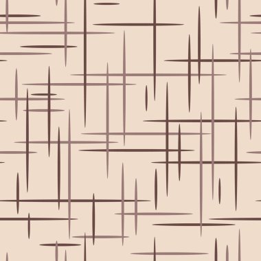 Kahverengi ve bej tonlarında vektörsüz desen. Çizim. soyut geometrik arkaplan, kesişen çizgiler.