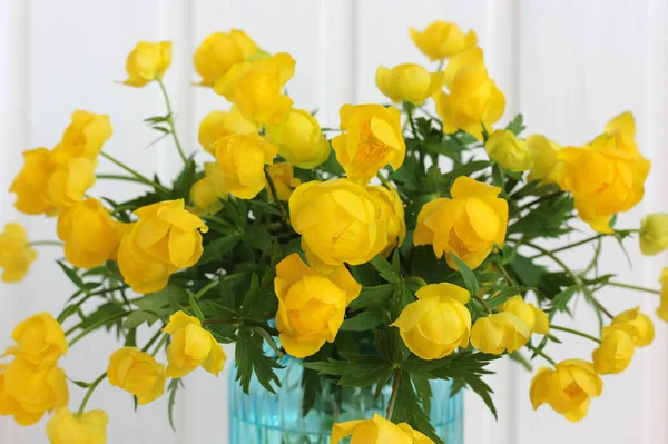 Bouquet Yellow Trollius Europaeus Family Ranunculaceae Globeflower Globe Flower — Stock Photo, Image