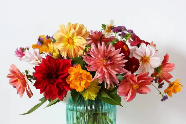 Garden Bouquet Dahlias Close Selective Focus Floral Background — Stockfoto