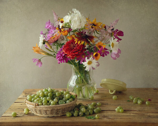 flowers and gooseberry