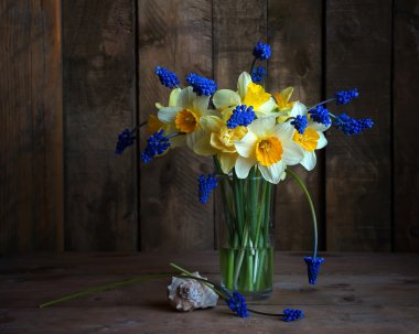Natürmort sarı narcissuses bir buket