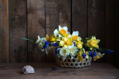 Natürmort sarı narcissuses bir buket