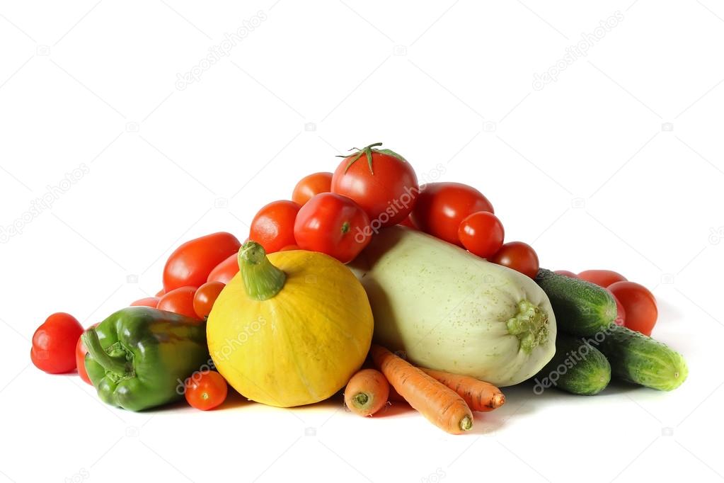 Vegetables on a white background.