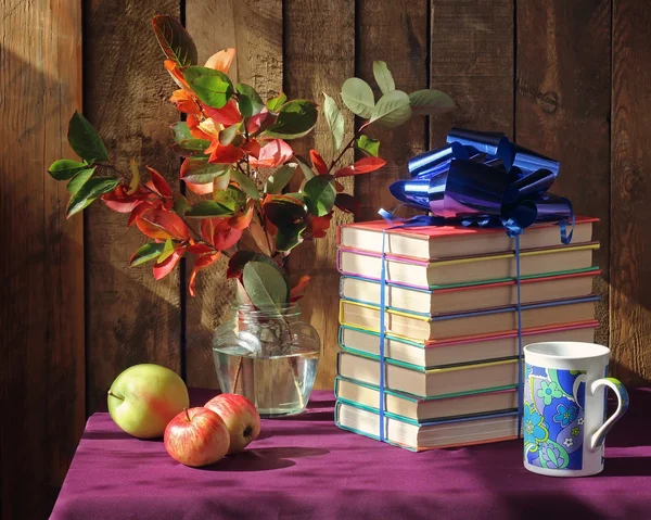 Los libros que están atados por una cinta azul — Foto de Stock