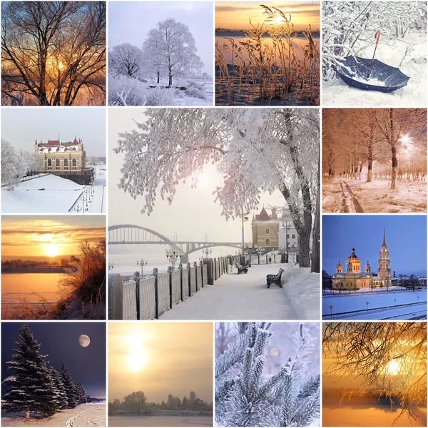 Collage de fotos de invierno . —  Fotos de Stock