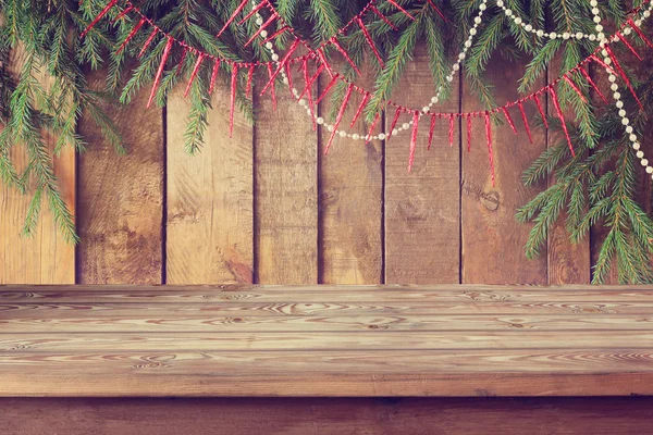 New Year's background, Empty wooden table. — Stock Photo, Image