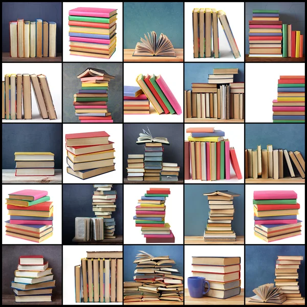 Collage de natures mortes avec des livres — Photo