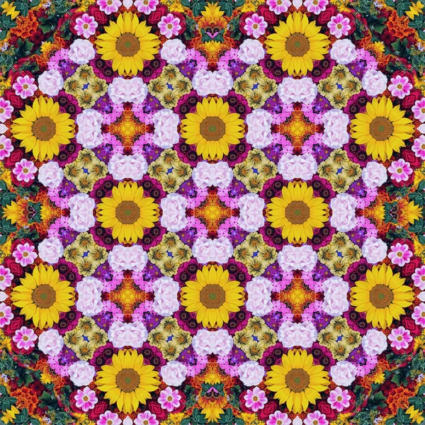 Flower background. Effect of a kaleidoscope.