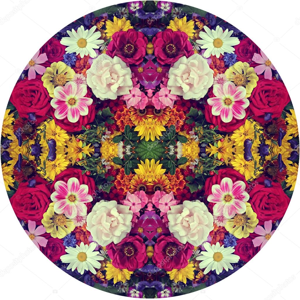 Flower background. Effect of a kaleidoscope.