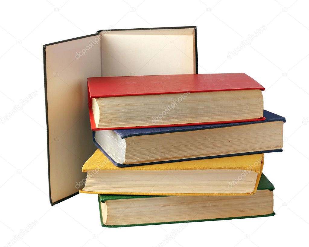 The pile of books  isolated on a white background.