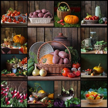 Collage from Still life with vegetables. clipart