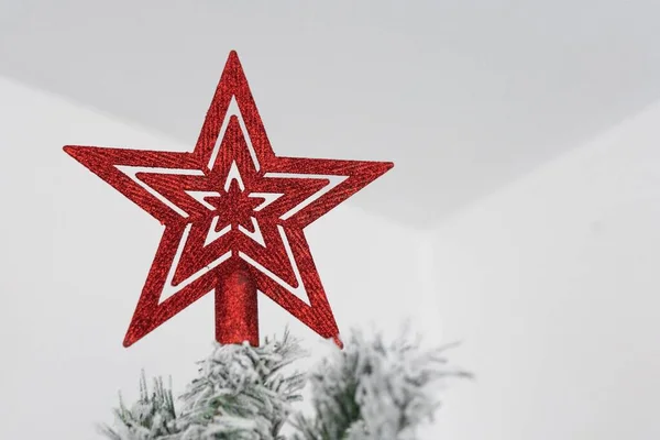 Christmas Star Top Christmas Tree — Stock Photo, Image