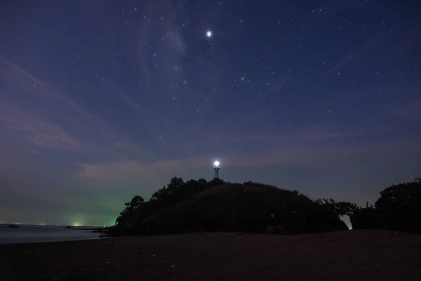 Una Estrella Cielo Cercano Con Nublado Noche — Foto de Stock