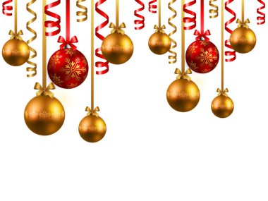 Beyaz arka planda noel ağacı topları tasviri
