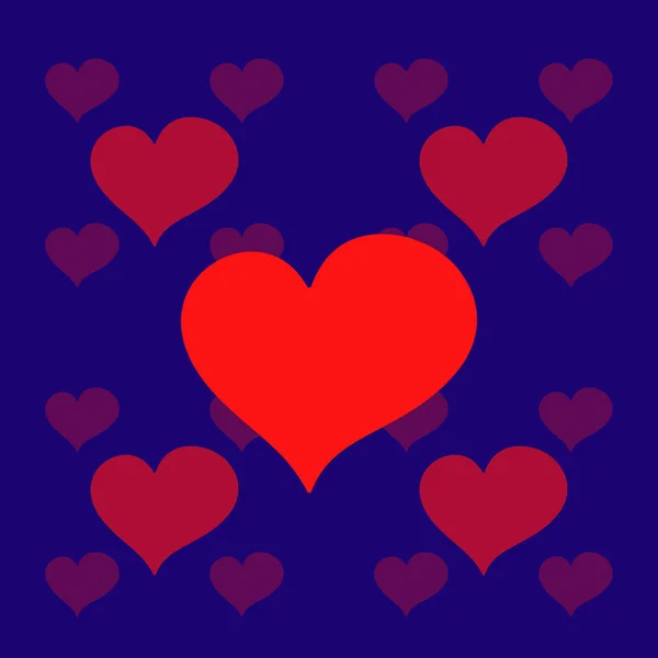 Corações Vermelhos Fundo Azul Escuro — Fotografia de Stock