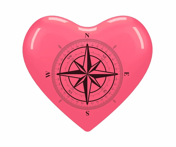 WINDROSE расположен в центре красного сердца — стоковое фото