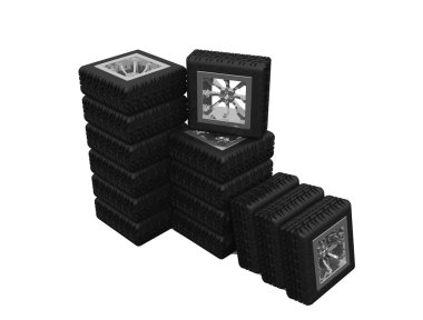 Beyaz arka plan üzerinde kare Kiralık Tekerlekler