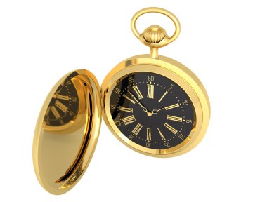Altın cep vintage izole illüstrasyon izlemek