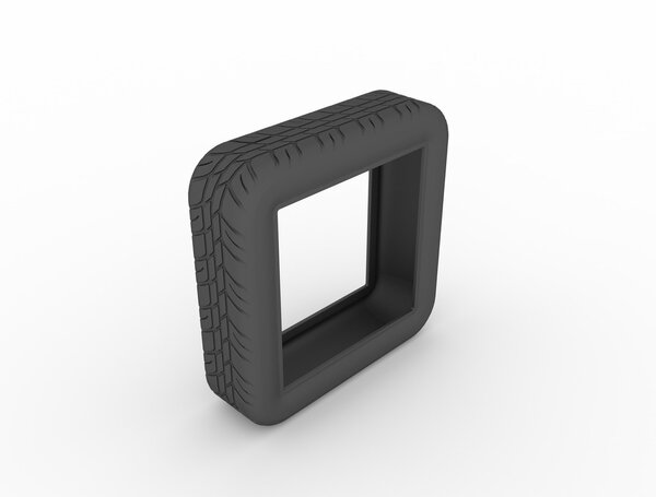 Square car tire on white background