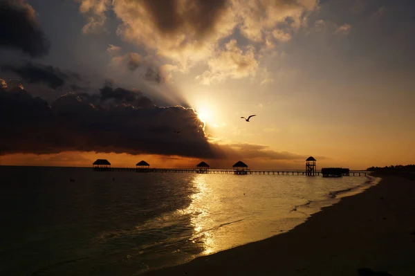 Alba Spiaggia Preso Una Delle Spiagge Cayo Guillermos Vicino Vecchio — Foto Stock