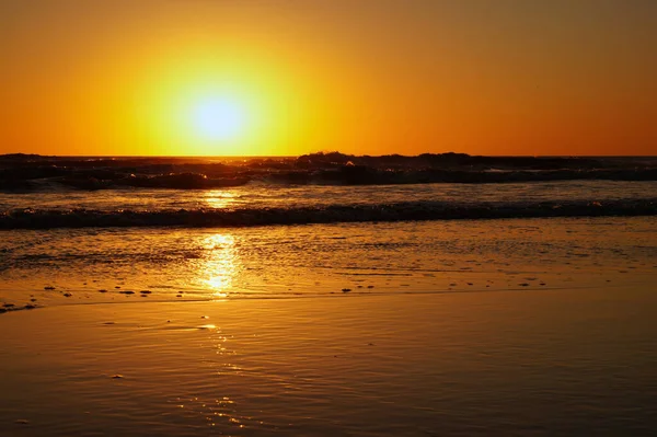 Wschód Słońca Plaży Zrobione Lucila Buenos Aires — Zdjęcie stockowe