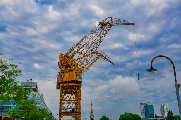 Old Colorful Cargo Crane Located Puerto Madero Buenos Aires City — Stock Photo, Image