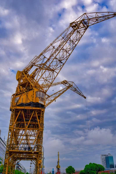 Vieja Grúa Carga Colorida Ubicada Puerto Madero Ciudad Buenos Aires — Foto de Stock