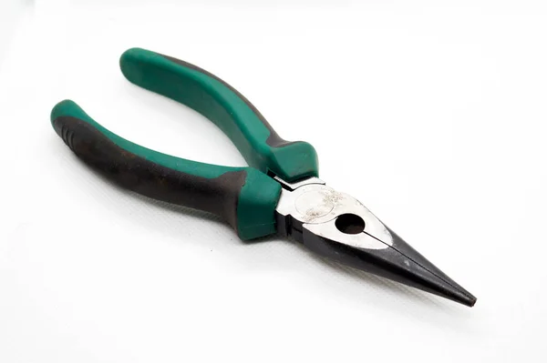 Close View Isolated Needle Nose Pliers White Surface — Stock Photo, Image