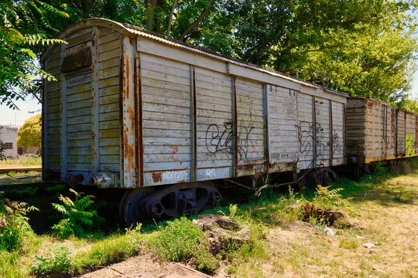 Alte Verlassene Hölzerne Eisenbahnwaggons Tandil Buenos Aires — Stockfoto