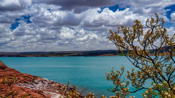 Paisaje Chocon Provincia Neuquén Argentina Tomado Cálido Día Verano Desde — Foto de Stock