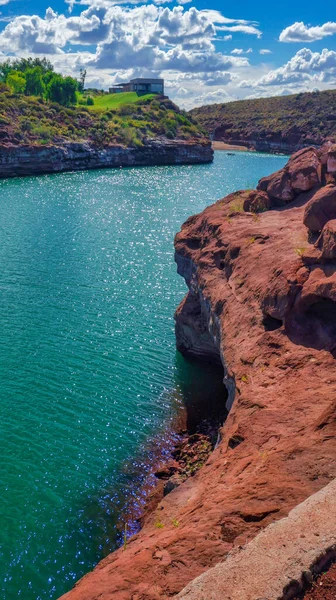 Paisaje Chocon Provincia Neuquén Argentina Tomado Cálido Día Verano Desde — Foto de Stock