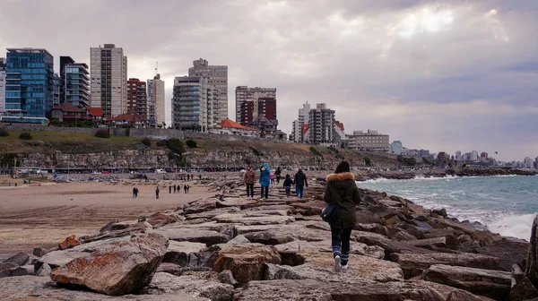 Mar del Plata 'nın manzarası, Buenos Aires, Arjantin. Soğuk bir kış öğleden sonra çekildi.