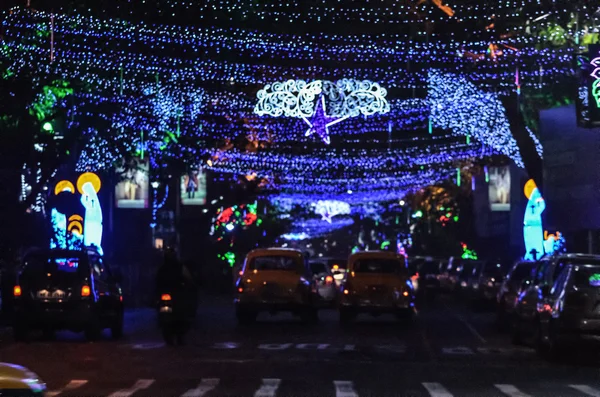 Rua Foi Decorada Por Luz Led Durante Natal — Fotografia de Stock