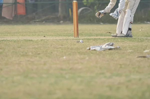 Jungen spielen Cricket — Stockfoto