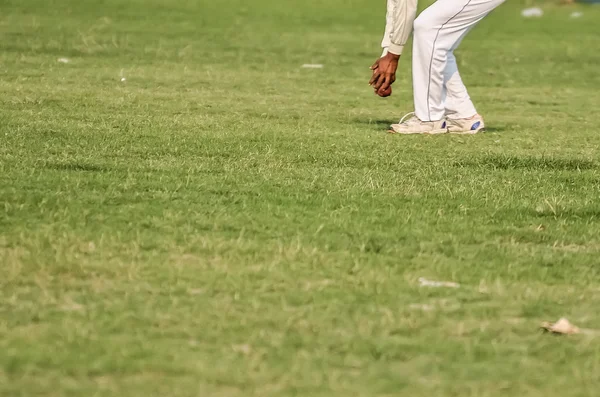 Menino jogando críquete — Fotografia de Stock