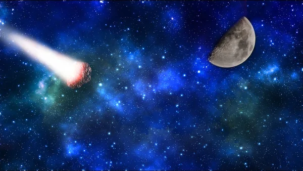 Asteroide Moviéndose Través Del Espacio Contiene Capas — Foto de Stock