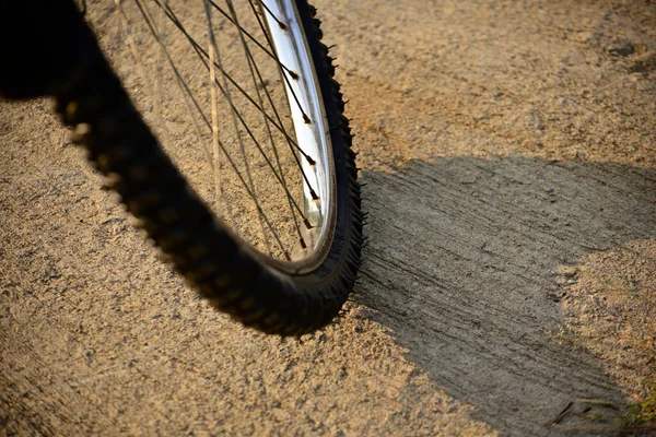 View Wheel Bicycle Road Shadow — Stock Photo, Image