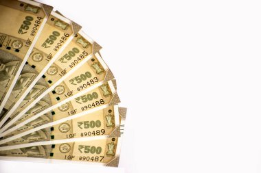 Hindistan 500 rupi banknot beyaz arka planda izole