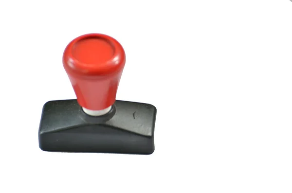 Lastik damgası beyaz arka plan üzerinde izole tutan eller