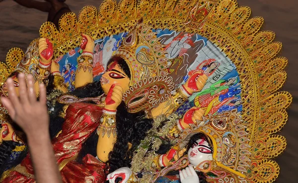 วันสุดท้ายของเทพธิดา Durga ระหว่างเทศกาล Durga Puja — ภาพถ่ายสต็อก