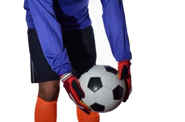 Beyaz arka planda futbol kalecisi