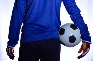 Beyaz arka planda futbol kalecisi