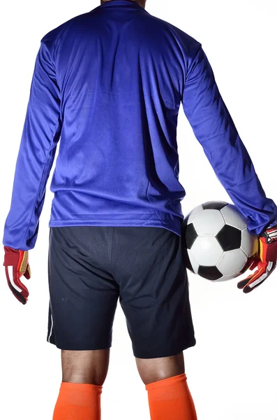 Beyaz arka planda futbol kalecisi