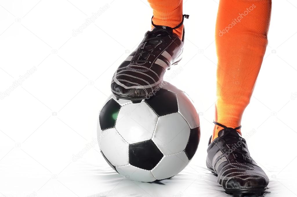 Soccer goalkeeper in white background