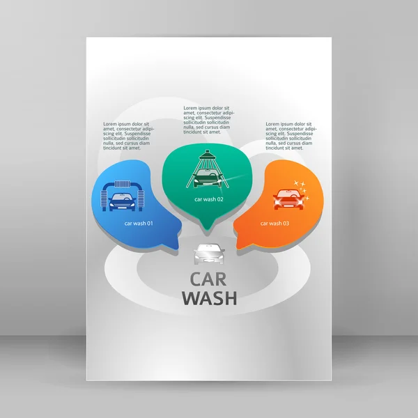 Servicios de lavado de coches folleto A4 diseño del folleto — Vector de stock