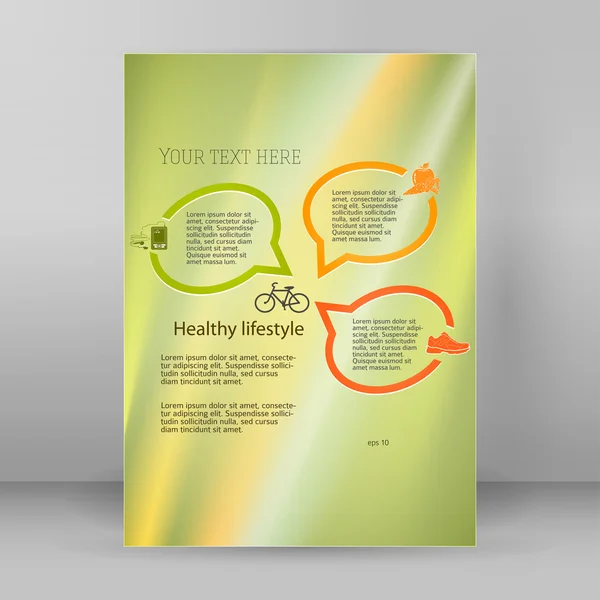 Zdravý životní styl formát oznámení a4 brožura — Stockový vektor